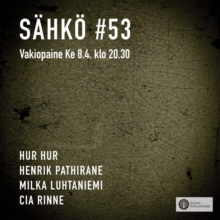 Sähkö #53 keskiviikkona 8.4. klo 20.30-22.30 Vakiopaineessa